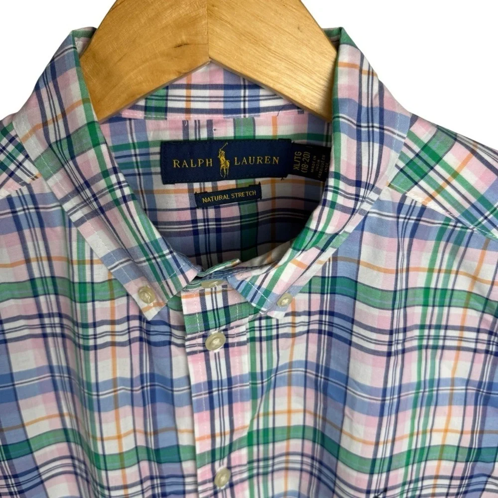 Ralph Lauren Boys Plaid Button Down Size XL 18/20